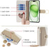 Asuwish Phone Case for iPhone 15 Plus 6.7 inch Wallet Cover with Screen Protector and Mirror Flip Cover Ring Card Holder Crossbody Strap Cell i-Phone 15+ iPhone15Plus 5G i i15 + iPhone15 15Plus White