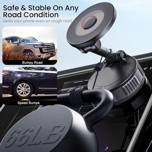 OWLREX 360 15/14/13 Magnetic Phone Holder for Car Magsafe Car Mount Foldable Adjustable with Strong Magnet & Vacuum