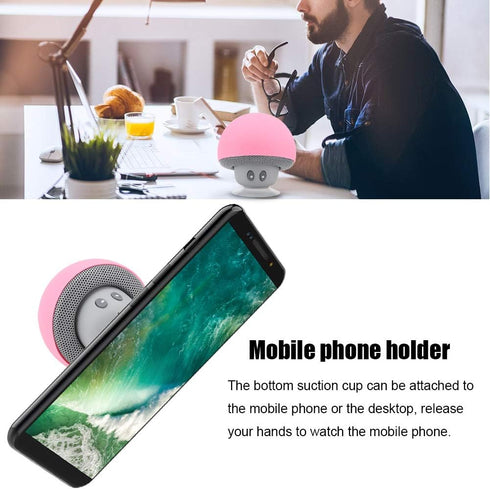 Mini Bluetooth Wireless Portable Mushroom Speaker, Subwoofer with Good Sound Quality, Mobile Phone Holder for Music