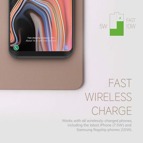 POUT H3 PRO Qi Wireless Charging Mouse Pad Mat - Charges MacBook, iPhone, Airpods, Samsung Galaxy, Dust Gray