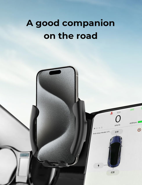 Fit Tesla Model 3 Model Y Phone Mount Holder, Silicone Without Noise, Tesla Model 3 Model Y Accessories with Silicone