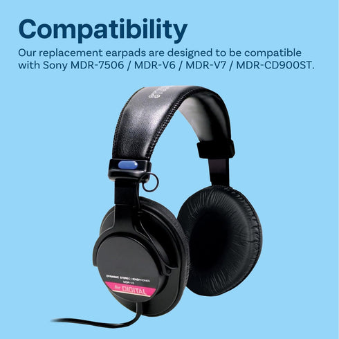 Ear Pads Replacement for Sony MDR-7506/MDR-V6/MDR-V7/MDR-CD900ST Headphone by MMOBIEL, Memory Foam, Black