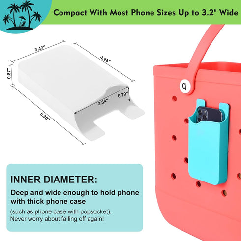 Phone Holder for Bogg Bag Accessories, Universal Hard ABS Plastic Case for Simple Modern Bag & XL Bogg Bag, White