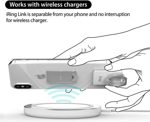 iRing Link, Wireless Charging Friendly Phone Holder, Cell Phone Ring Grip and Stand for iPhone and Galaxy