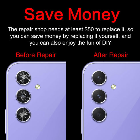 2PCS Galaxy A54 Back Rear Camera Lens Glass Replacement, ASDAWN for Samsung Galaxy A54 with Free Lens Film & Repair Tool