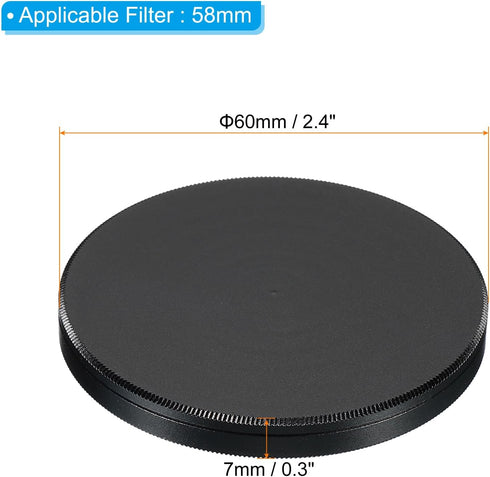 PATIKIL 58mm Lens Cap, 2pcs Camera Lens Cap Cover Universal Lens Filter Stack Cap Front Metal Protective Case Cover with Cleaning Cloth for Photography Camera Filter