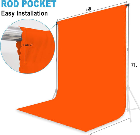 LYLYCTY 5X7 Orange Backdrop for Photoshoot, Professional Photo Backdrop Background Curtain for Product