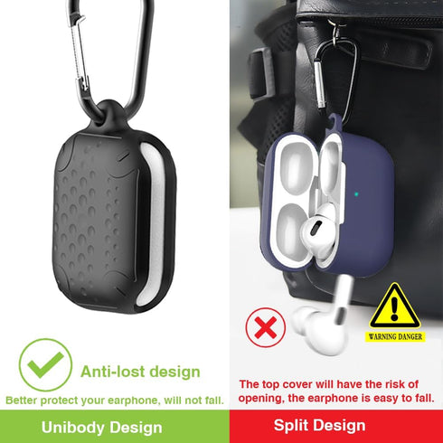 Waterproof Case for AirPods Pro 2nd Gen, Anti-Lost Silicone Cover with Wireless Charging & LED Visible, Black 01