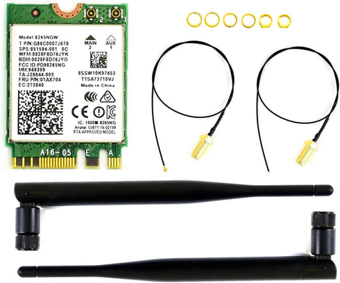 Wireless-AC8265 Dual Mode NIC Module for Jetson Nano Developer Kit, Supports 2.4GHz/5GHz Dual Band WiFi & Bluetooth
