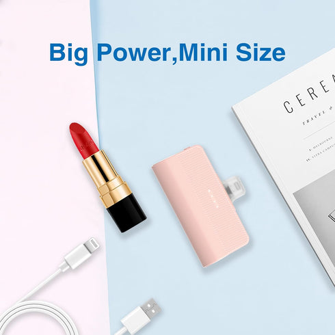Mini Portable Charger for iPhone, 5000mAh Small Battery 2 Packs Ultra-Compact Power Bank Compatible with iPhone