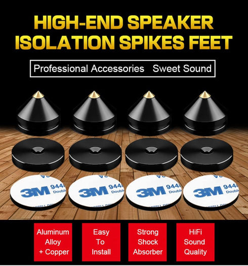 4Pcs 3m Speaker Isolation Spikes Floor Protectors Shockproof Speaker Isolation Spikes with Base Pad