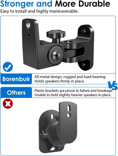 Speaker Wall Mounts, Universal Mounting Bracket for Small Surround Sound Speakers, Compatible with Bose, JBL, KEF