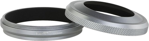 Haoge LH-X49W 2in1 All Metal Ultra-thin Lens Hood with Adapter Ring Set for Fuji X100 Series & FinePix X70 Silver