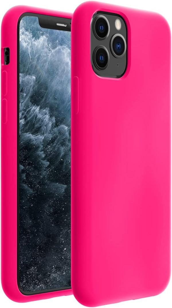 ZUSLAB Case for Apple iPhone 11 Pro Max, Silicone Gel Rubber Bumper Cover, Slim Thin Hard Shell Shockproof - Neon Pink