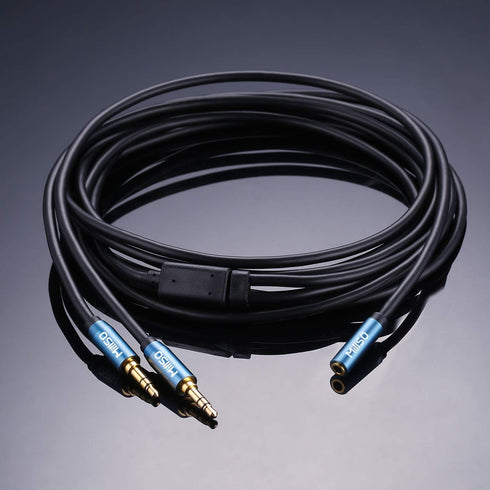 MillSO Audio Splitter, Female to 2 Male 3.5mm TRS Audio Splitter, 8 Feet SapphireBlue&Gold-Plated Stereo Jack Headphones Adapter Cable for Smartphone, Computer, Mp3, Earphone, Speakers by MillSO