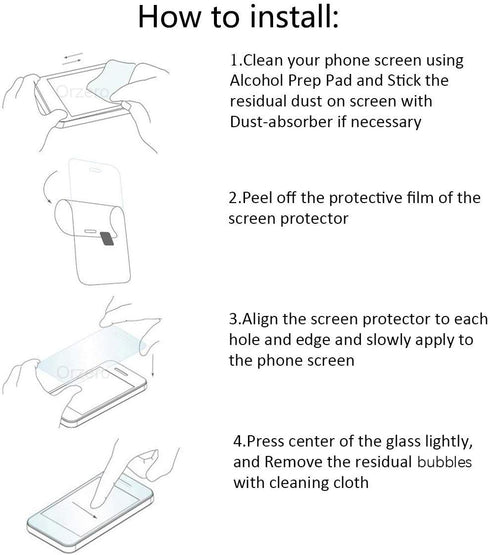 Orzero (4 Pack) Tempered Glass Screen Protector for T-Mobile REVVL 6x Pro 5G / REVVL 6 Pro 5G, 9H HD