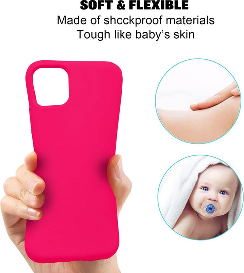 ZUSLAB Case for Apple iPhone 11 Pro, Silicone Gel Rubber Bumper Cover, Hot Pink, Shockproof Full-Body