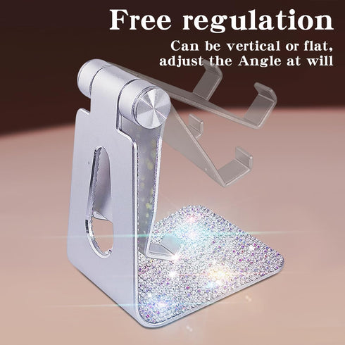 Erolagomat 15 14 13 12 11 Bling Crystal Phone Stand for Desk,Glitter Adjustable Cell Phone Holder, Desktop Holder