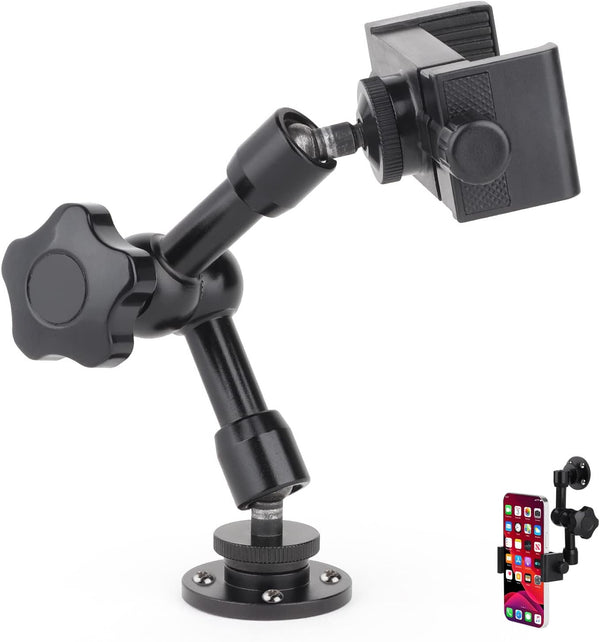 Drill Base Truck Phone Stand for 3.5~7.5 inches Smartphones, 360° Adjustable Aluminum Alloy Mount