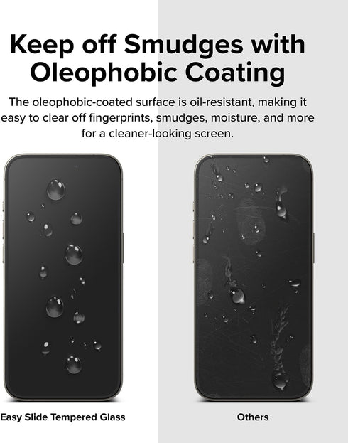 Ringke Easy Slide Tempered Glass Screen Protector for iPhone 15 Pro - 9H Hardness, Shatterproof, Case Friendly - 2 Pack