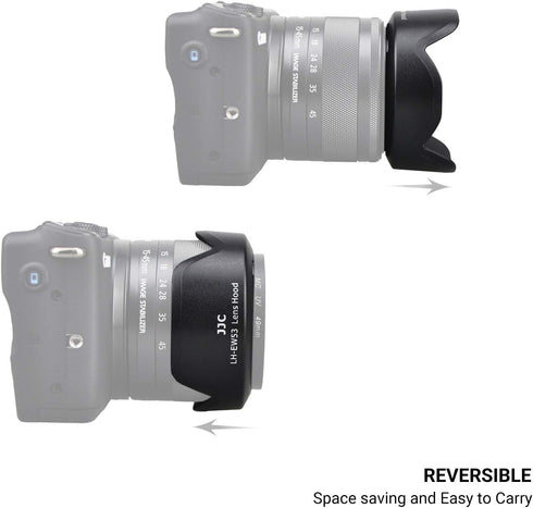 Reversible Lens Hood for Canon EF-M 15-45mm and RF-S 18-45mm Lens on EOS R100 R50 R10 R7 M50 M6 Mark II