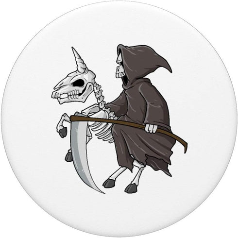 PopSockets Swappable PopGrip - Grimly Unicorn Skeleton Rider Riding Ghost Grim Reaper