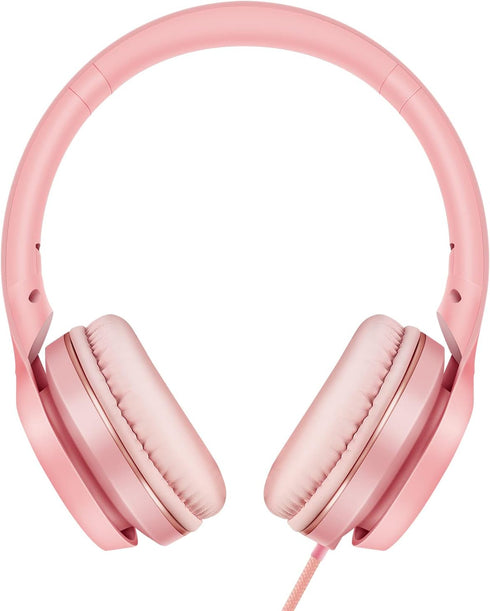 LORELEI S9 Wired Headphones with Microphone for School, On-Ear Kids Headphones for Girls Boys, Folding Lightweight