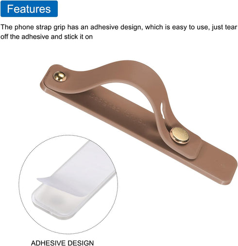 MECCANIXITY Brown Silicone Phone Loop Finger Holder Grip Stand, 2Pcs for Most Smartphones