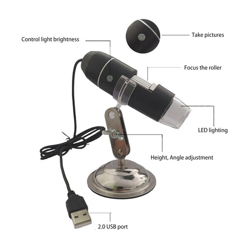 Skin Analyzer Hair Scalp Detector 800X Magnification Portable USB Microscope with 8pcs Light Chips for Skin and Hair Detection (Black)