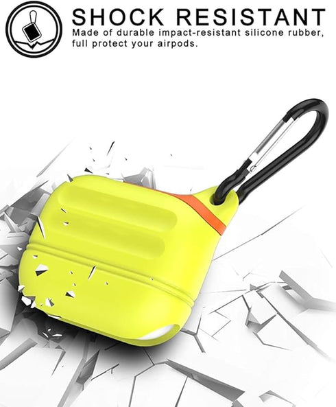 HALLEAST Waterproof AirPods 3 Case, Nightglow Yellow Silicone Cover with Front LED & Wireless Charging Support,