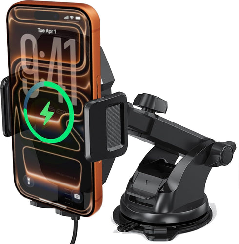 Esoulk 15W Wireless Car Charger Phone Mount, Fast Charging Car Mount Charger with Auto Clamping, Car Charger Phone