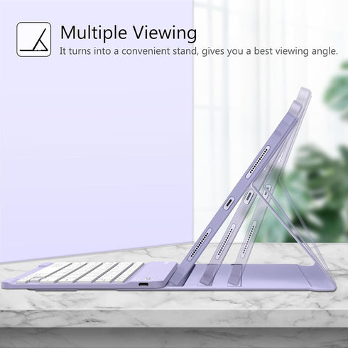 Fintie Keyboard Case for iPad Air 11-inch M2 (2024), Detachable Bluetooth Keyboard, Soft TPU Back Cover, Lilac Purple