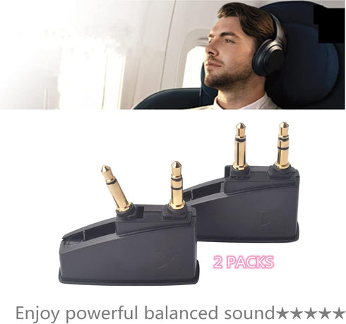 Saipomor 2 PACKS QC35 II Airplane Adapter - Audio Stereo Jack for Bose QuietComfort Headphones