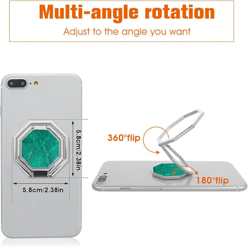 Cell Phone Ring Holder Finger Kickstand, 360° Rotation Metal Back Grip, Adjustable Phone Holder Compatible with Most