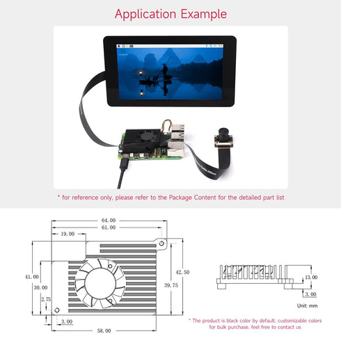 Waveshare Active Cooler Fan with Thermal Pads, Aluminium Heatsink, Compatible with Raspberry Pi 5