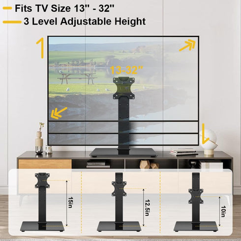 WKWKER 13-32inch 45 100x100mm Universal TV Stand for LED LCD Table Top Television Stand with Degree Height Adjustable