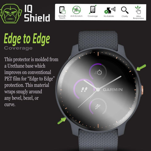 IQShield Screen Protector for Garmin Vivoactive 3 Music, 6-Pack, Anti-Bubble Clear TPU Film