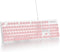 iRoboosta Quiet Keyboard Wired Membrane Keyboard Pink, Full Size 104 Keys Typewriter Key