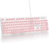 iRoboosta Quiet Keyboard Wired Membrane Keyboard Pink, Full Size 104 Keys Typewriter Key