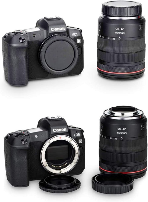 Camera Body Cap & Rear Lens Cap Cover for Canon EOS R100 R10 R8 R50 R3 R5 R6 RP kit RF Mount Lens (2 Pack)