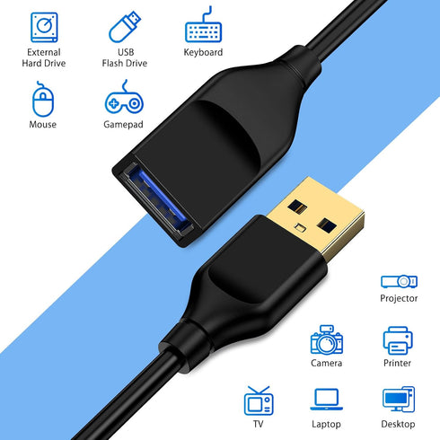6FT Hub/Headset,High USB3.0 USB Extension Cable USB Male to Female Extender Cord for Keyboard/Mouse/Flash