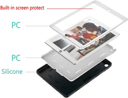 Case for iPad 9th/8th/7th Generation - Cover Case 10.2 inch with Built-in Screen Protector (Black/White)