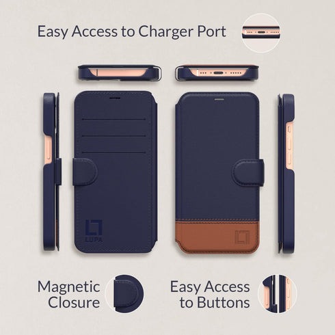 LUPA Legacy Compatible with iPhone 12 Pro Max Case Wallet, Faux Leather Flip Case with Card Holder, Desert Sky