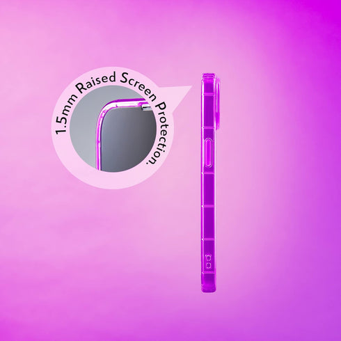 SteepLab 15 Neon Highlighter Case for iPhone - The Grippy Jelly Case w/Protective Air Pockets (Saturated Vivid Purple)