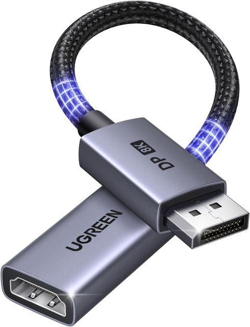 UGREEN 8K@60Hz 1.4 2.1 4K@240Hz/2K@240Hz 0.66FT Active Display Port to HDMI Adapter, Unidirectional DP PC to HDMI