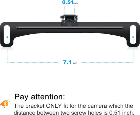GLK Universal Rear Backup Camera License Plate Bracket, Full Stainless Steel Rear View Camera Mount, Plate Holder