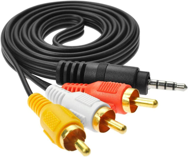 AJDPOI 3.5mm Male Audio Stereo Jack to 3 RCA Female AV Camcorder Adapter