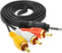 AJDPOI 3.5mm Male Audio Stereo Jack to 3 RCA Female AV Camcorder Adapter