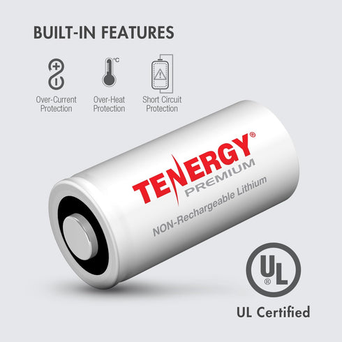 Tenergy Premium 12 Pack Non-Rechargeable CR123A 3V Lithium Battery, 1600mAh for Arlo Cameras and Smart Sensors