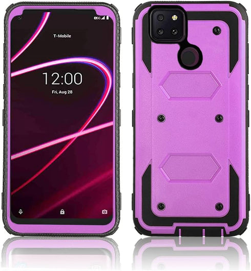 Asuwish Hybrid Rugged Shockproof Case for T-Mobile Revvl 5G, Full Body Protective Accessories, Purple